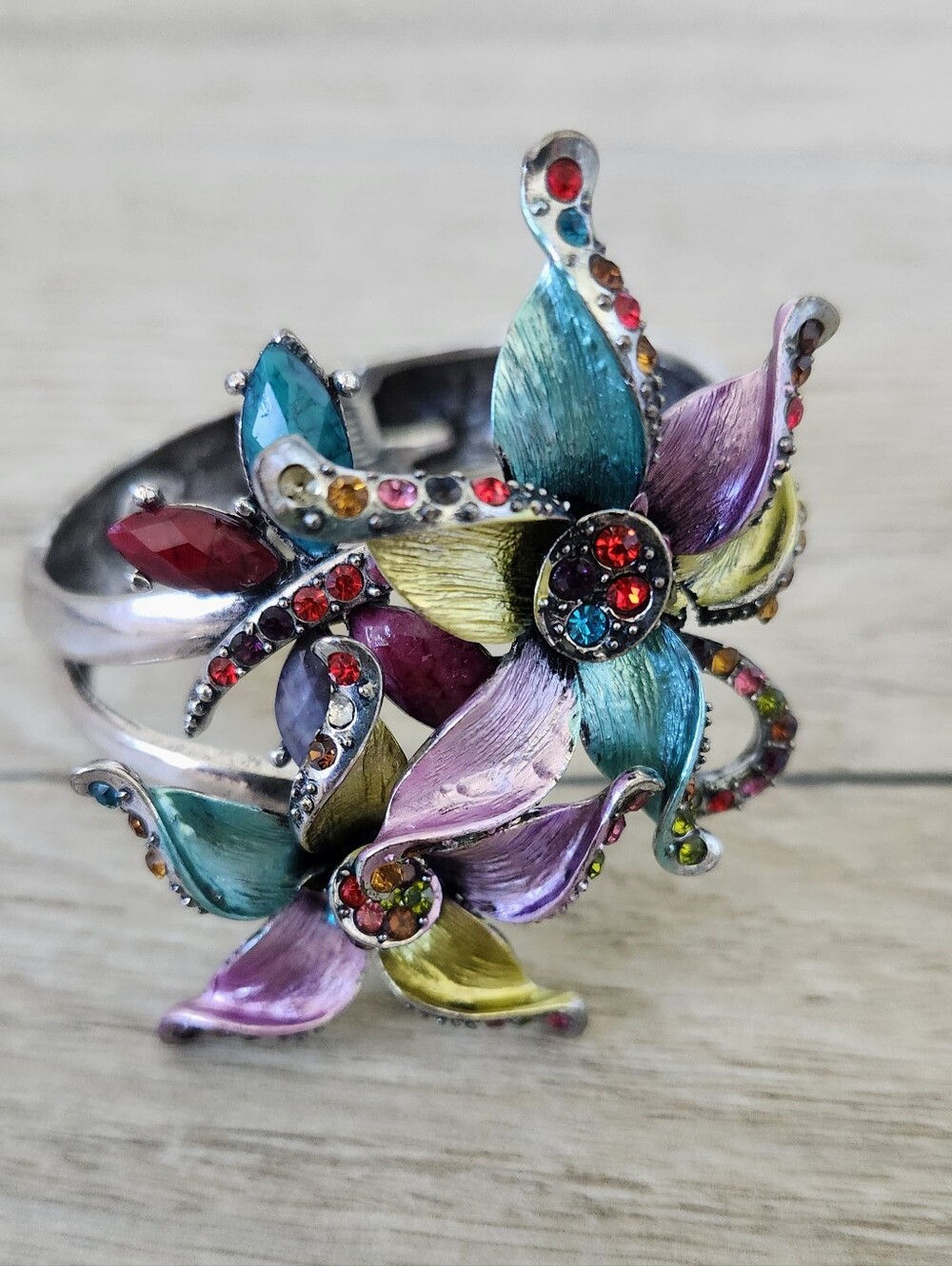 Rhinestone Multi-color Flower Cuff bracelet 2010